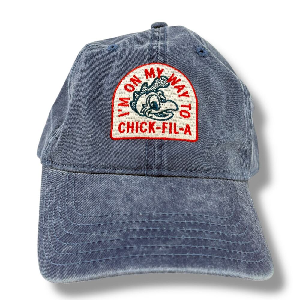 On My Way To Chick Fil A Denim Blue Baseball Hat Cap One Size Adjustable Uniform - Picture 2 of 8